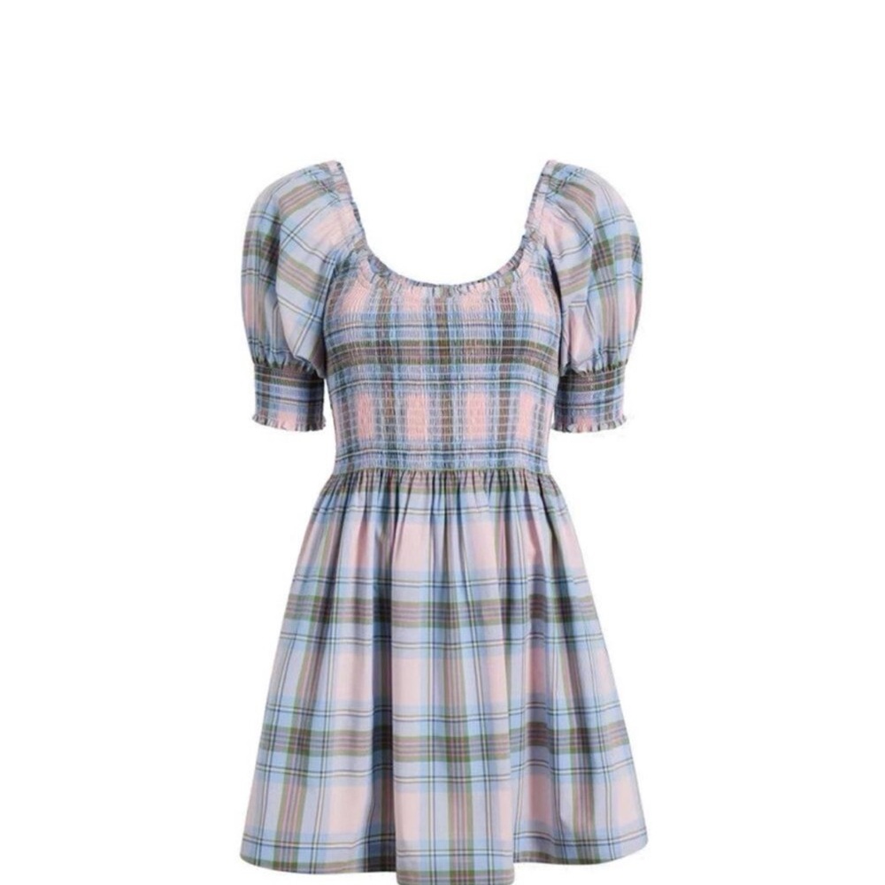 HillHouse Naia Pink Spring Plaid Nap Dress NWOT